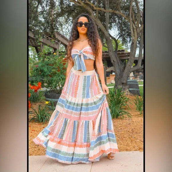 Colorful Striped Two-Piece Set - Picture 2 of 7